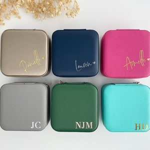 Travel jewelry box custom jewelry box travel jewelry case sage green box bridesmaid gift box name image 5