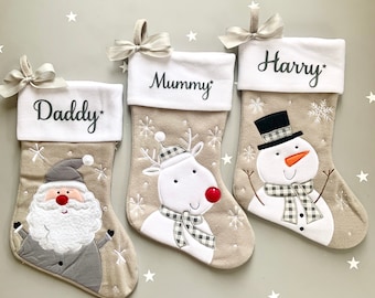 Grey Christmas stocking Christmas stocking Kids Christmas stocking Childs stocking baby stocking family christmas stocking