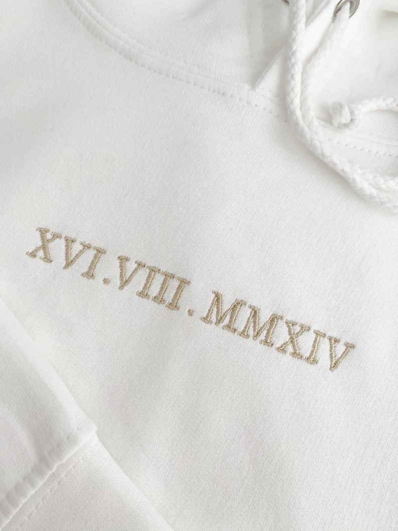 Customised embroidered Couple hoodie, Roman Numerals hoodie, Anniversary Date, Wedding Date, valentines Day Matching Couples Sweatshirt image 10