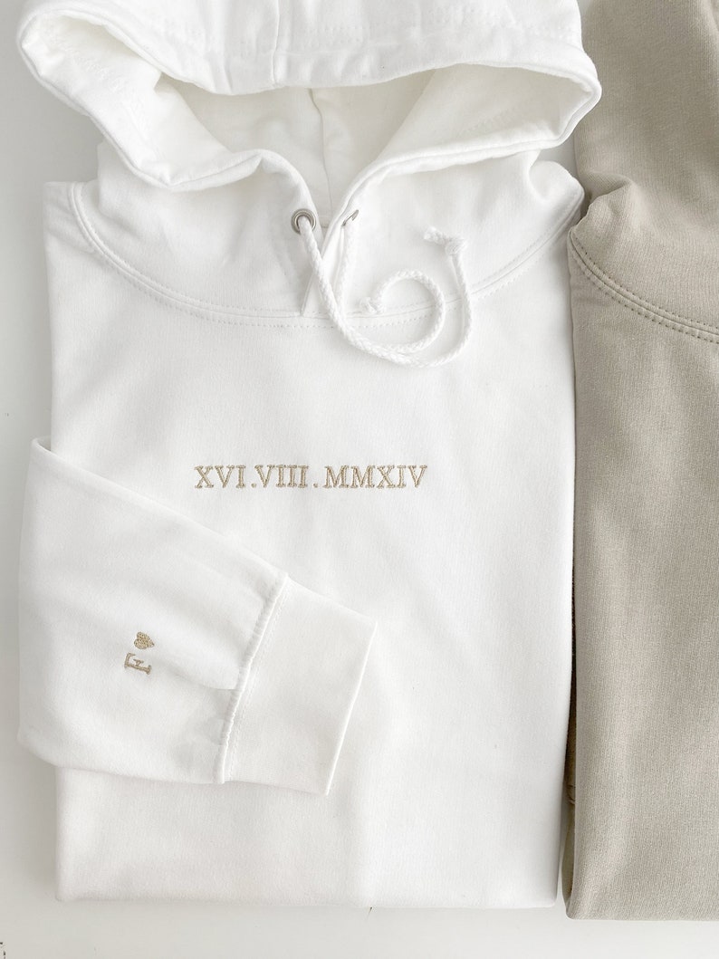 Roman numbers hoodie, valentines gift for boyfriend, valentines gift for husband, embroidered hoodie with date, special anniversary gift zdjęcie 7