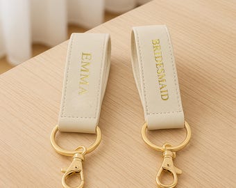 Personalisierte Kunstleder Armband Schlüsselanhänger, Anfangsmonogramm Schlüsselanhänger