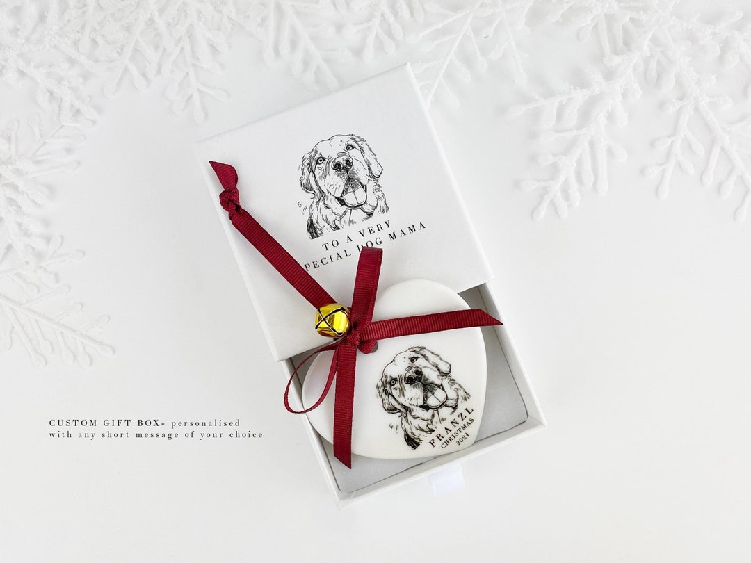 Personalized Pet Portrait Christmas Ornament: Ceramic Dog Cat Memorial ...