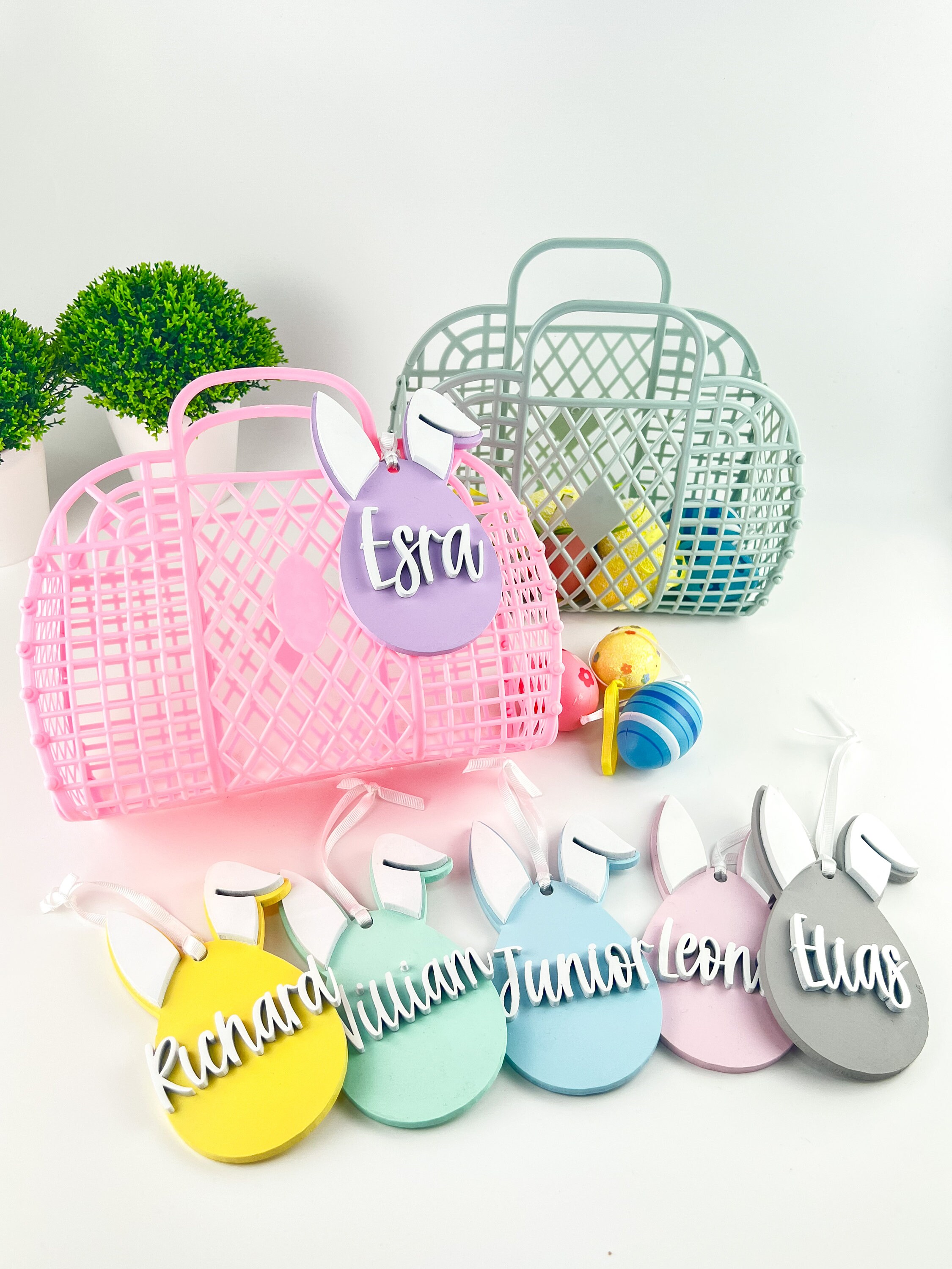Easter egg basket, Easter bunny basket, personalised easter basket,