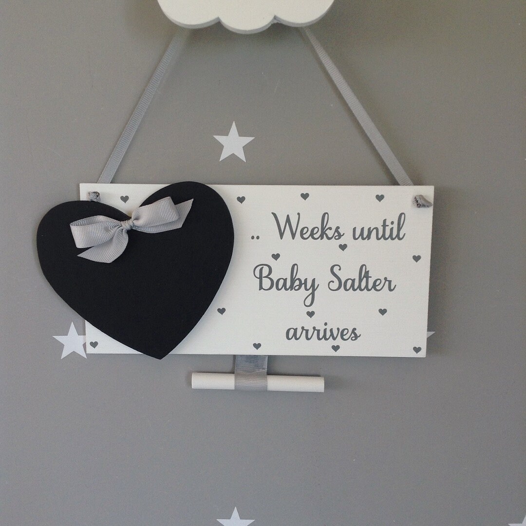 Personalised Pregnancy Countdown Board Baby Arrival Countdown Sign Baby