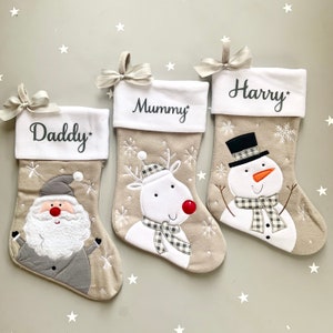 Personalised Christmas stocking grey custom christmas stocking red Santa stocking baby Christmas stocking family christmas stocking image 1