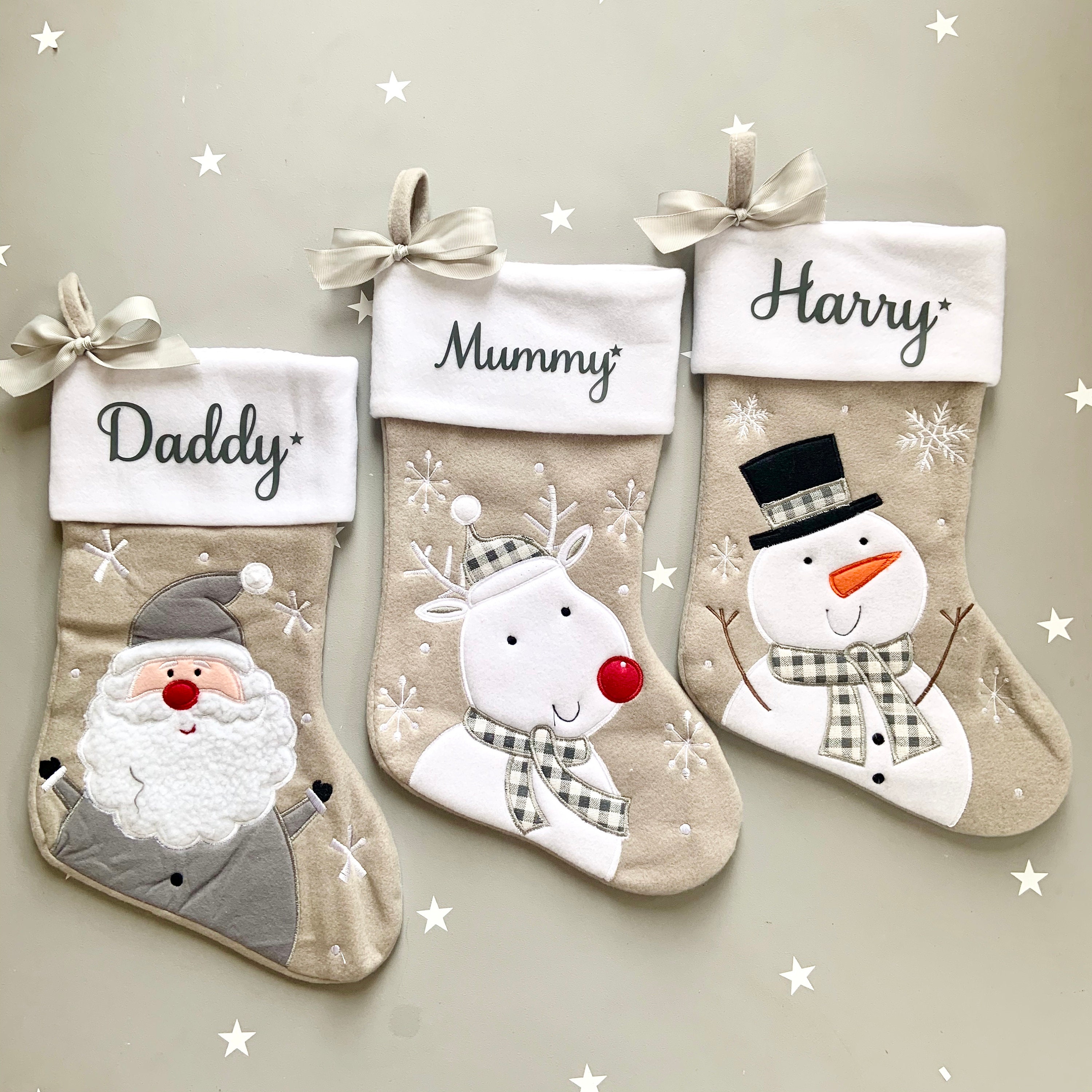 Personalised Christmas Stocking Grey Custom Christmas Stocking Red