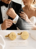 Personalized Monogram Date Cufflinks, Groom Wedding Gift, Stainless Steel (Gold/Silver) product logo