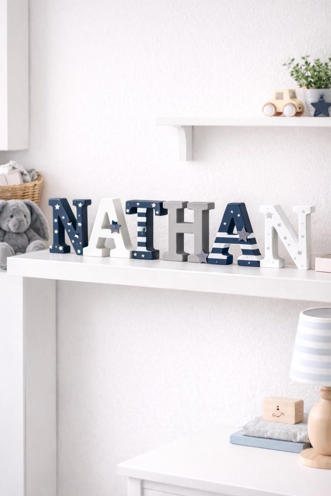 Personalized Wooden Name Sign - Nursery Wall Decor, Custom Kids Room ...