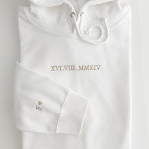 Roman numbers hoodie, valentines gift for boyfriend, valentines gift for husband, embroidered hoodie with date, special anniversary gift zdjęcie 6