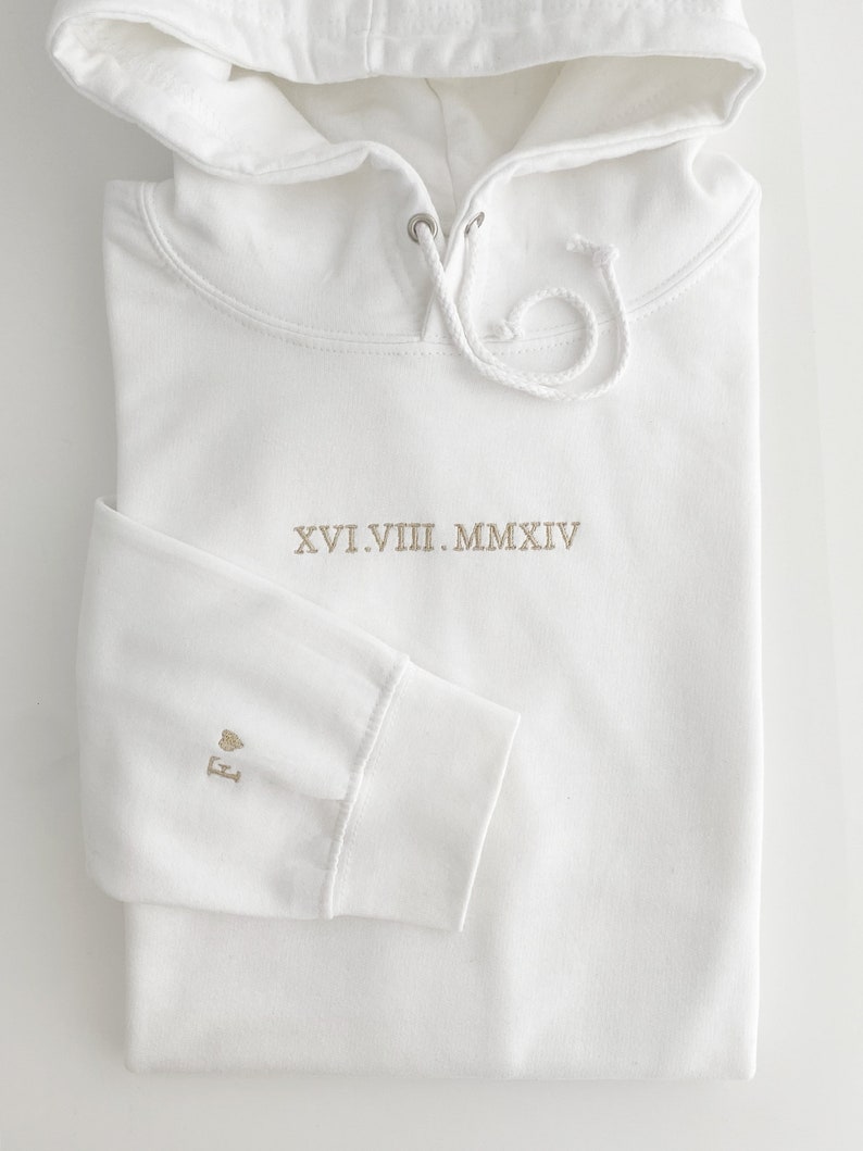 Roman numbers hoodie, valentines gift for boyfriend, valentines gift for husband, embroidered hoodie with date, special anniversary gift zdjęcie 6