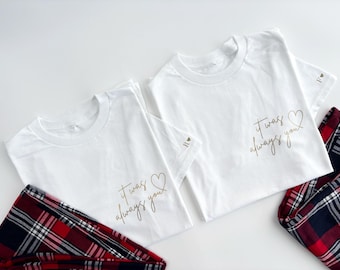 Personalized Couples Pajamas: Red Tartan Lounge Wear Set