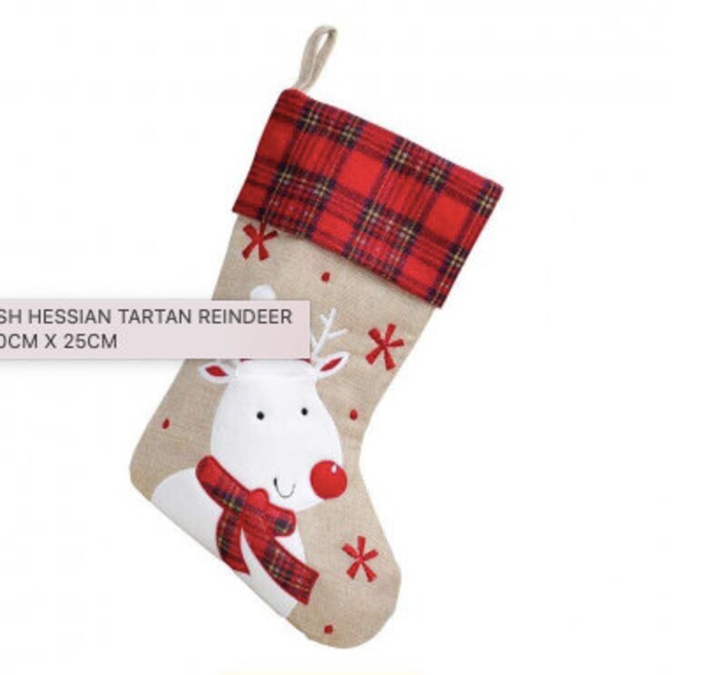 Personalisierter Weihnachtsstrumpf Personalisierter Weihnachtsstrumpf Hessian/reindeer