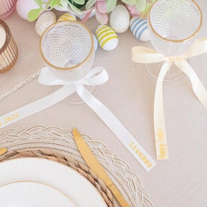 Personalised Glass Ribbon – Custom Champagne Ribbon – Satin Ribbon Name Tags – Wedding Drink Name Tag – Custom Name Ribbon