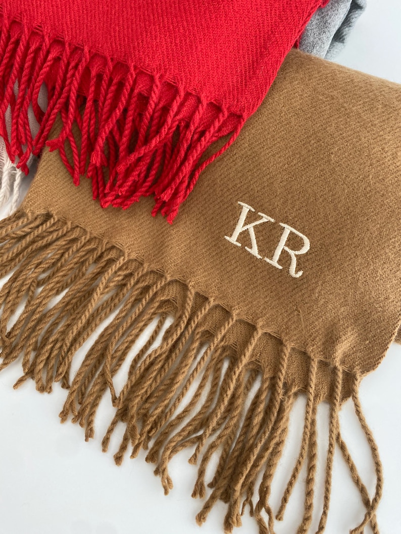 Mothers day gift mothers day 2020 Monogram scarf personalised scarf name scarf winter scarf initial scarf scarf with initials custom scarf image 9