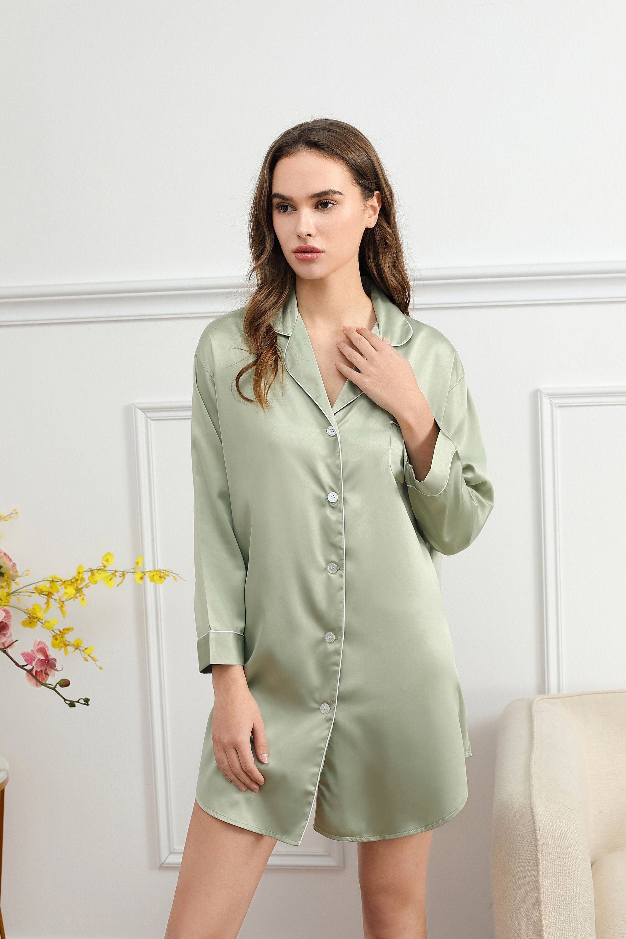 Rose Gold Bridal Party Sleep Shirt - 'Bride' Or 'Bridesmaid' Tunic For Wedding Day Getting Ready