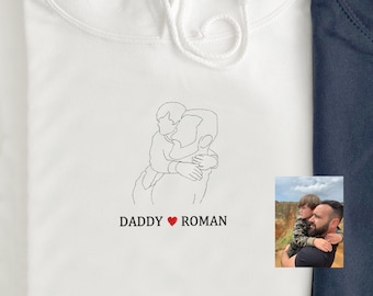 Embroidered Photo Outline Hoodie, Personalized Gift