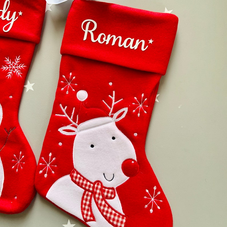 Personalised Christmas stocking grey custom christmas stocking red Santa stocking baby Christmas stocking family christmas stocking image 9