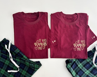 Personalized Couples Pyjamas: Tartan Cotton Matching PJ Set
