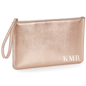 Rose Gold Bridesmaid Clutch Bag: Personalized Bridal Party Gift
