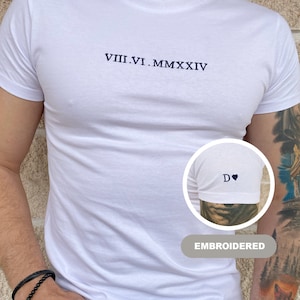 Camiseta personalizada con números romanos, camiseta personalizada para aniversario, atuendos a juego para parejas, camiseta de luna de miel, camiseta de boda, números romanos