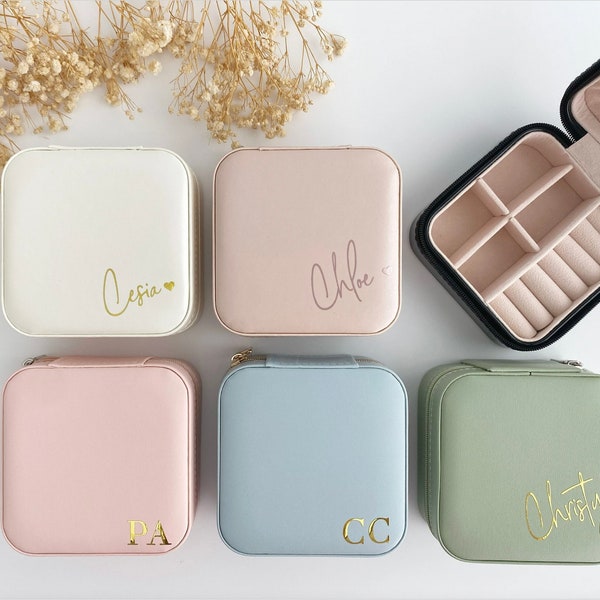 Personalized Travel Jewelry Box: Faux Leather Mini Jewelry Case