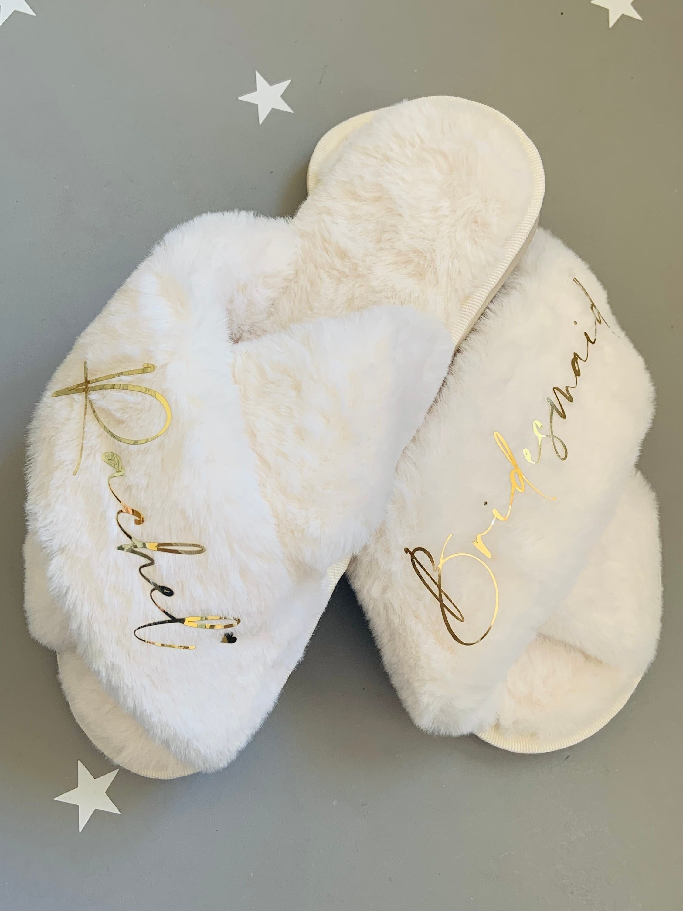 Custom bridesmaid slippers fluffy bridesmaid slippers | Etsy