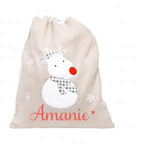 Personalisierter Weihnachtsstrumpf grau individuelle Weihnachtsstrumpf rot Nikolausstrumpf Baby Weihnachtsstrumpf Familie Weihnachtsstrumpf Grey reindeer SACK