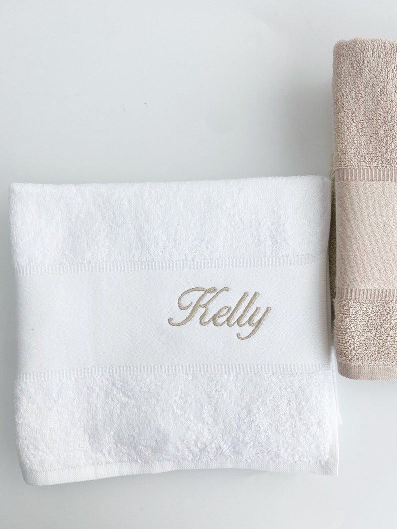 Personalized bath towel, embroidered towel, monogrammed bath towel, towel with name, embroidered hand towel, matching towels, custom towel image 3