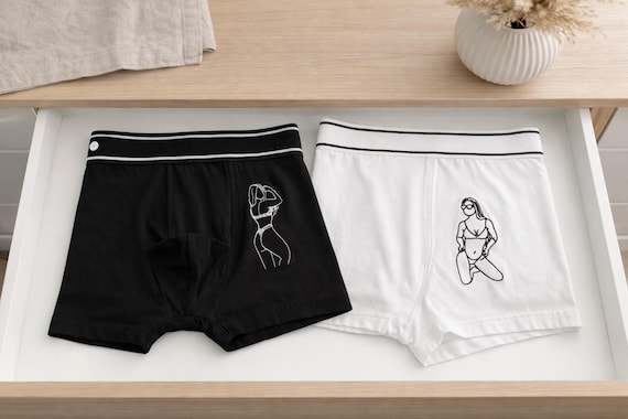 Spicy mens underwear embroidered boxer shorts with photo Valentines gift for him valentines gift boyfriend valentines day pants underwear