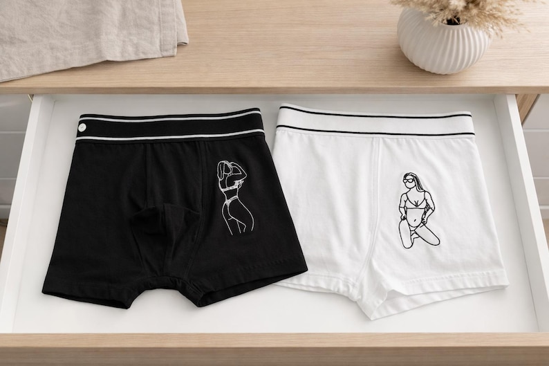 Spicy mens underwear embroidered boxer shorts with photo Valentines gift for him valentines gift boyfriend valentines day pants underwear image 1