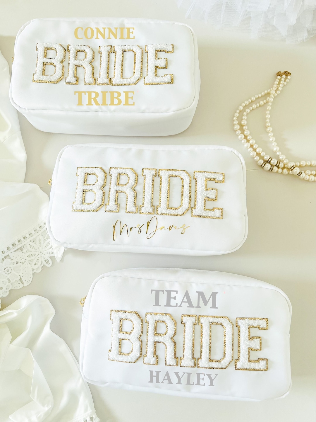 Bride Tribe Bags Chenille Patch Bags Bridesmaid Personalized Nylon ...