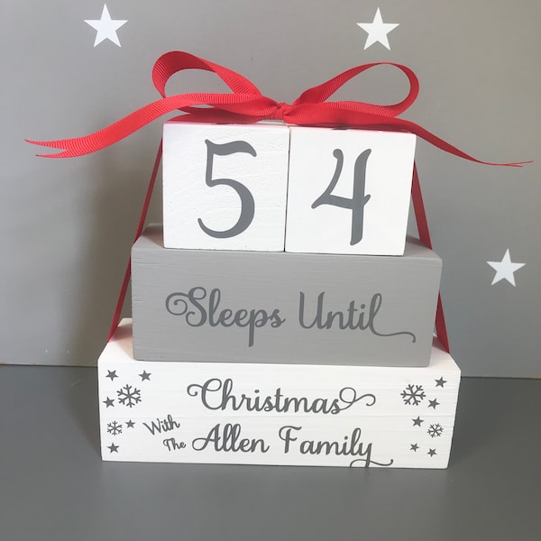 Christmas countdown blocks Christmas countdown sign personalised christmas countdown