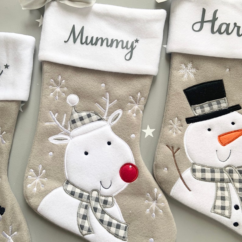 Personalised Christmas stocking grey custom christmas stocking red Santa stocking baby Christmas stocking family christmas stocking image 7