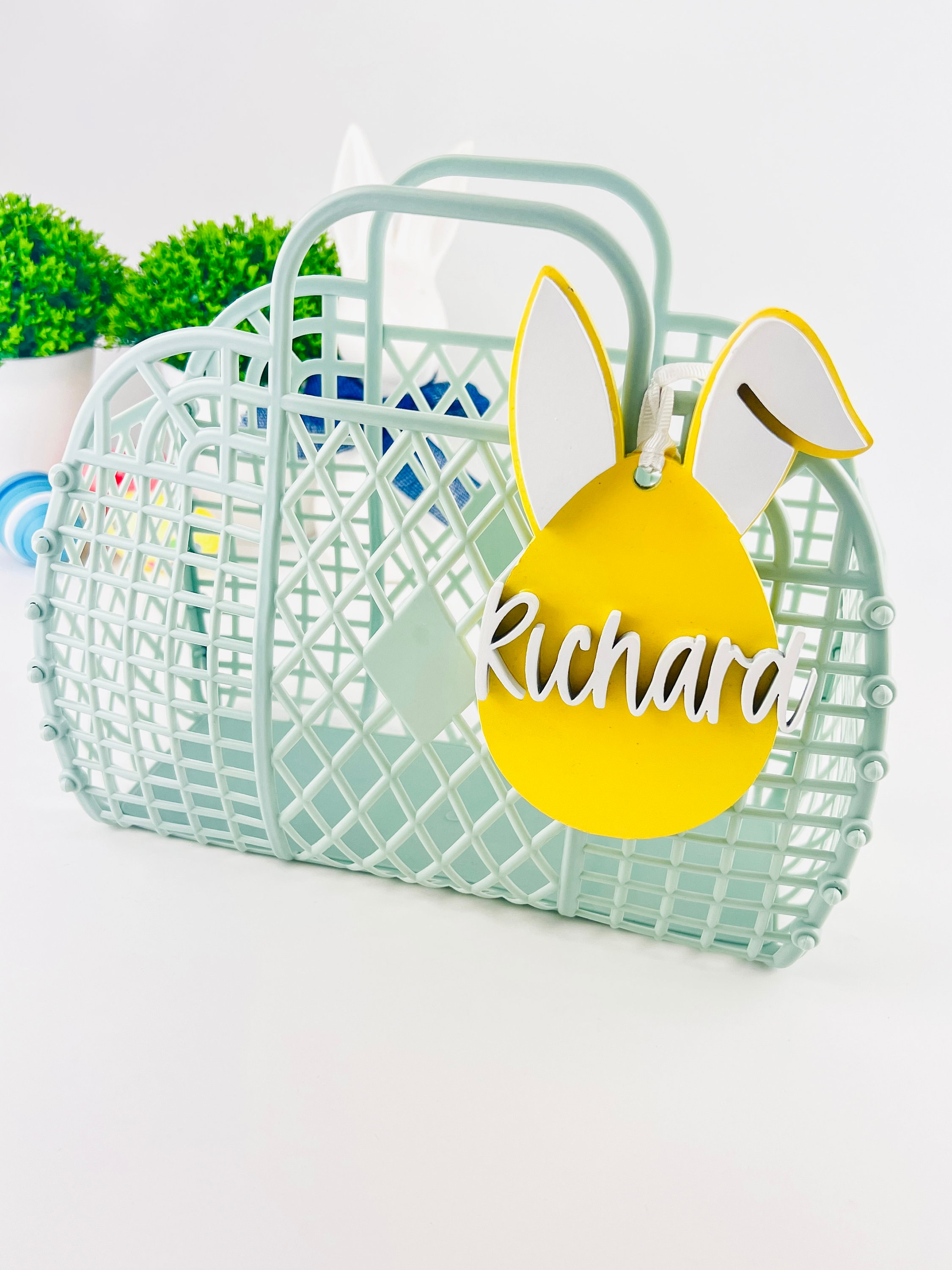 Easter egg basket, Easter bunny basket, personalised easter basket,