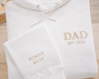 Sudadera bordada para papá, manga con nombres personalizados para niños, regalo para el Día del Padre