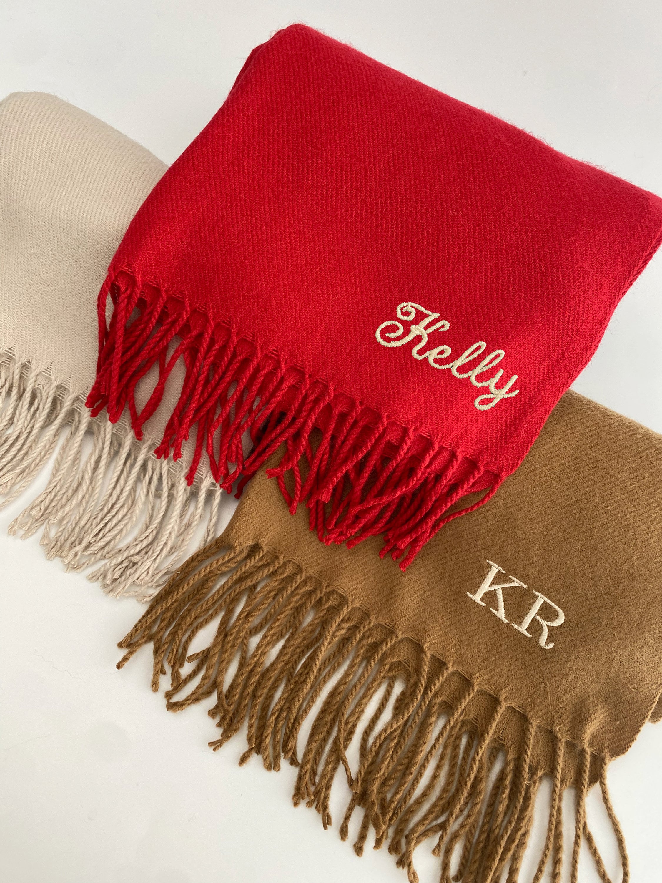 Personalized Wool Scarf: Custom Name, Tassel Trim - Etsy