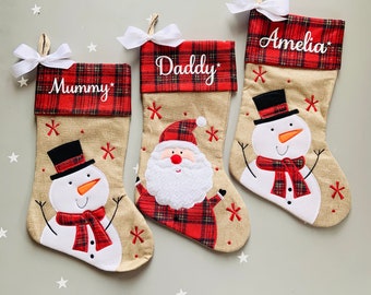 Christmas stocking Tartan stocking Burlap Stocking Personalised Christmas stocking Kids Christmas stocking