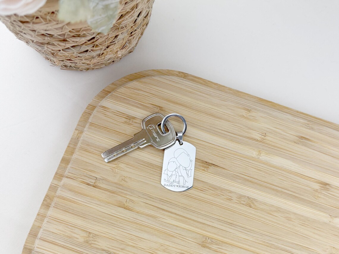 Engraved Photo Outline Keychain, Personalized Silver or Gold Keyring ...