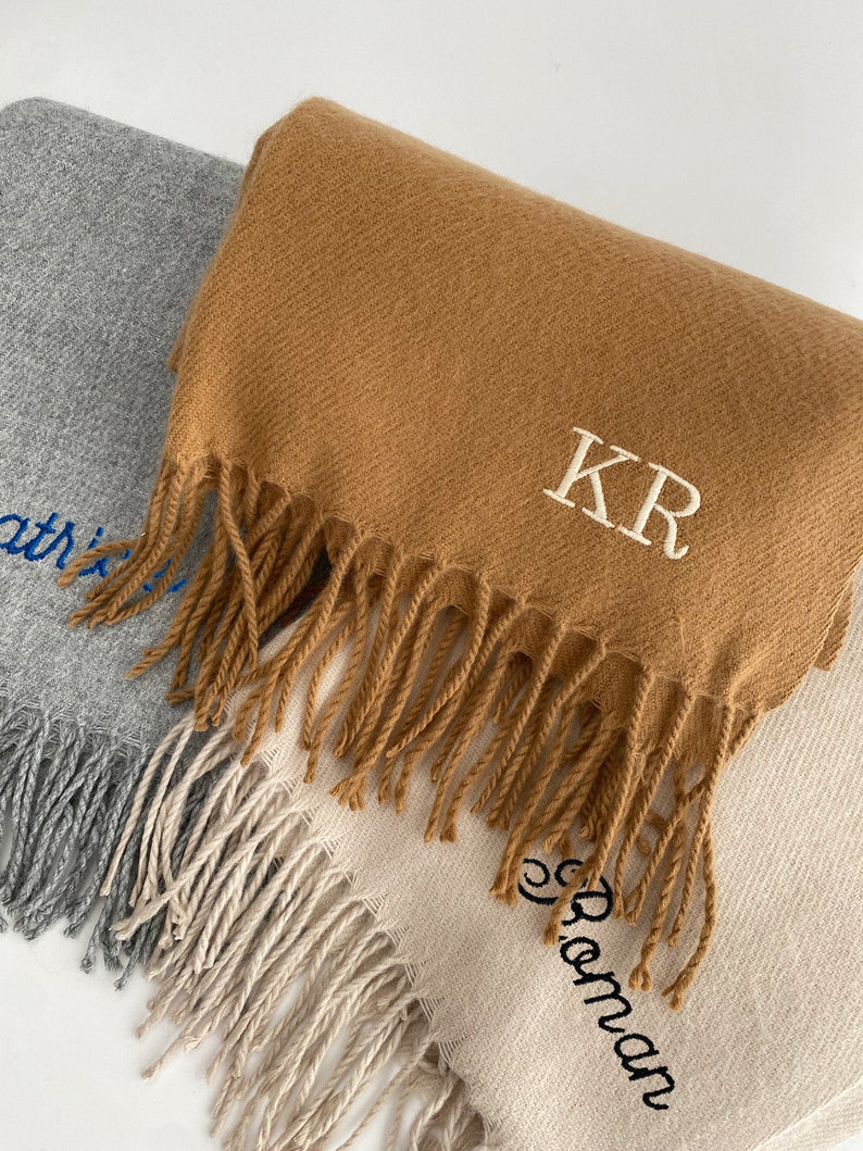 Mothers day gift mothers day 2020 Monogram scarf personalised scarf name scarf winter scarf initial scarf scarf with initials custom scarf image 5