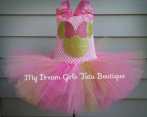 pink and gold minnie mouse tutu dress