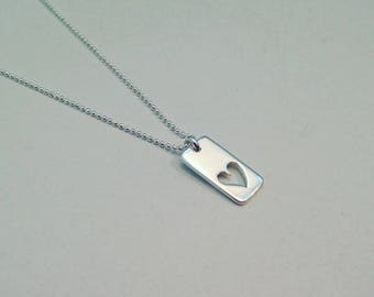 Sterling Silver Cut Out Heart Charm Necklace