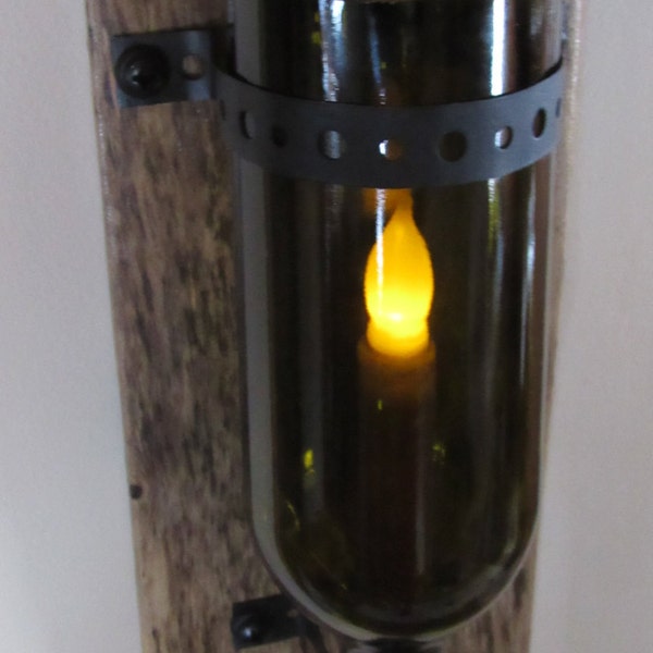 Wine Bottle Candle Pallet Wood Sconce