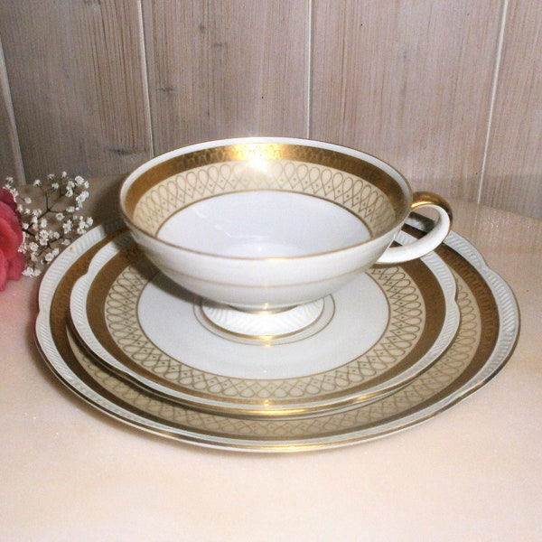 Vintage tasse à thé en porcelaine, trio pour le thé  Zeh Scherzer Bavaria Germany 1950