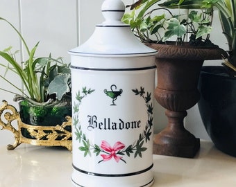 Vintage Pot à Pharmacie BELLADONE en Porcelaine de Limoges La Seynie, Ulmet, Collection Pharmacie, Médecine, Apothicaire France