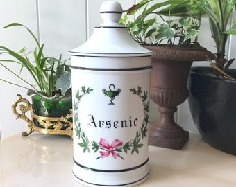 ARSENIC Pharmacy Jar in Limoges Porcelain La Seynie, Ulmet, Pharmacy, Apothecary Vintage Collection France