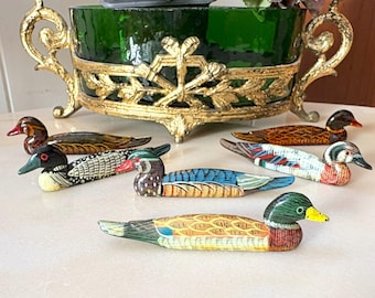 Duck Vintage Tableware 6 Zoomorphic Knife Rests in Lacquered Wood France 1970s