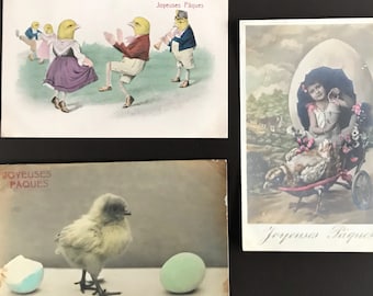 Oude ansichtkaarten Chromolithografie, ingekleurd, Pasen 1900-1910 Gestempeld Geschreven Frankrijk CPA-collectie