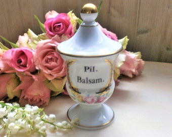 Vintage Français Pot à pharmacie en Porcelaine de Limoges signé G.HERVE