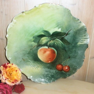 Antique French Limoges Flambeau Hand Painted Fruit Plate 1900 Collectors Plate Antique wall plate