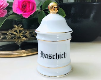 Pharmacy jar HASCHICH Apothecary jar signed Limoges Porcelaine France